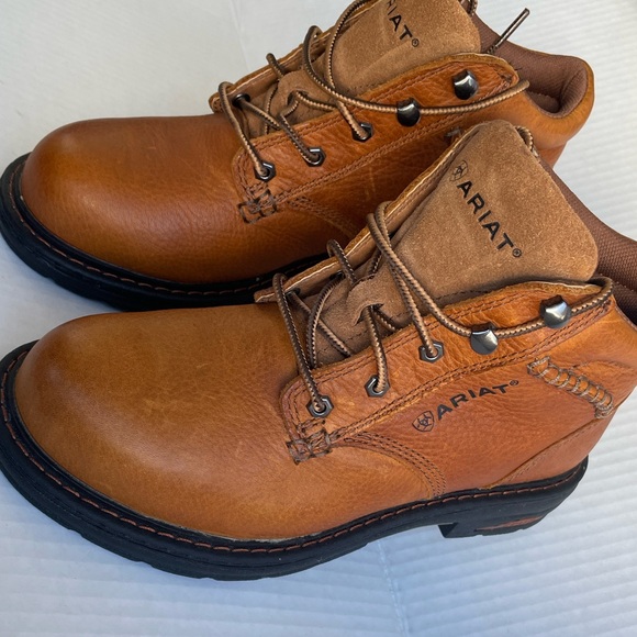 Ariat Women's Macey Composite Toe Work Boots Tan Full Grain Leather - Picture 3 of 16